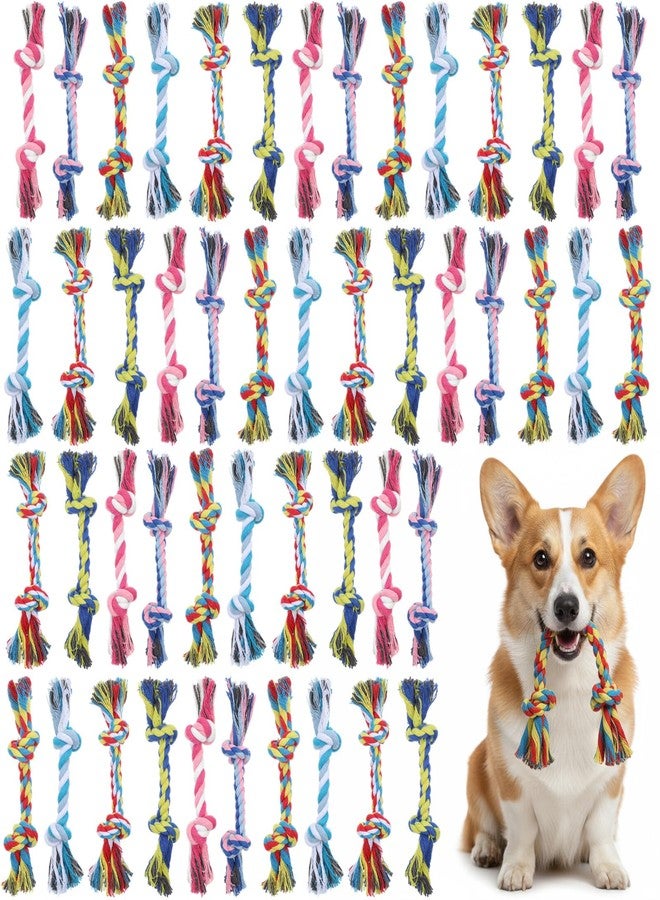 Dimeho 48 PCS Puppy Chew Toy Dog Rope Toys Cotton Knot Teething Toy Tug of War Dog Interactive Toys Multi Color for Small and Medium Dogs Newborn Pet Boredom Teeth Cleaning - Image 1